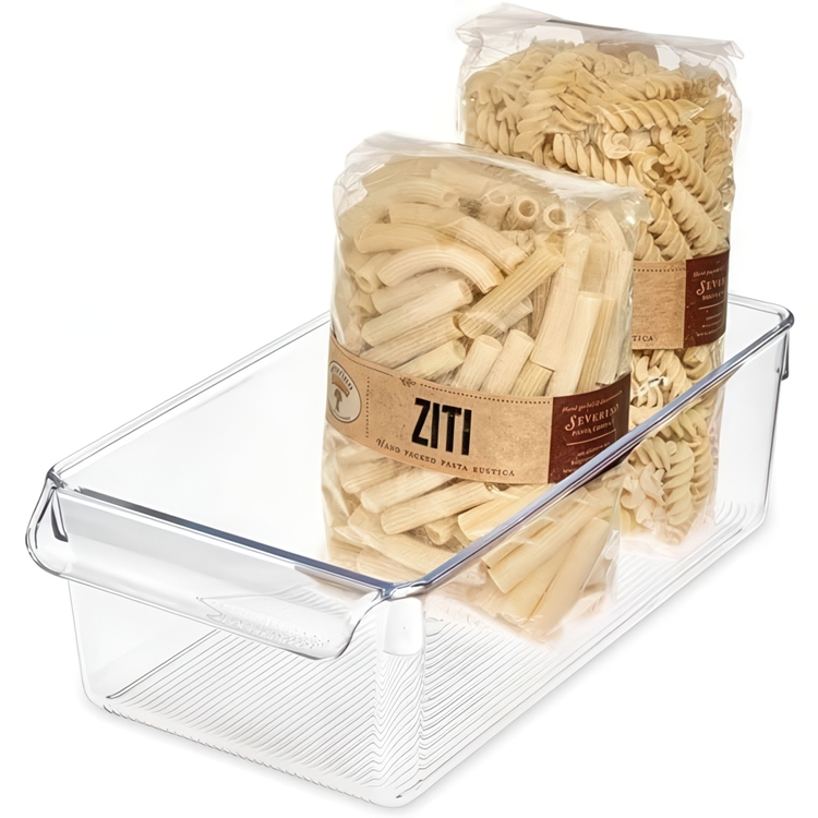 Storage box with handle, PULLZ BINZ, 20 x 37 x H 10 cm, Transparent