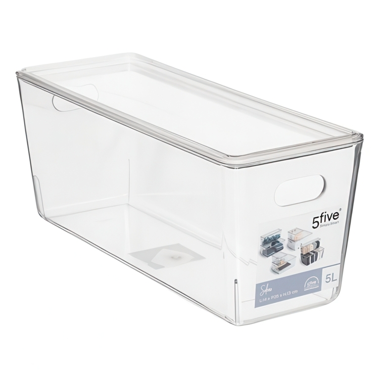 Storage Box with lid, Narrow, SELENA BOÎTE, 35 x 14 x H 13 cm, Clear