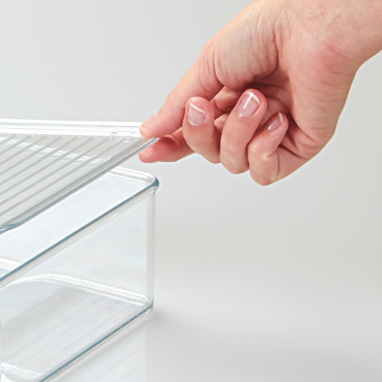 Stackable storage box with lid, ID KITCHEN BINZ, 34 x 15 x H 7,7 cm , Clear