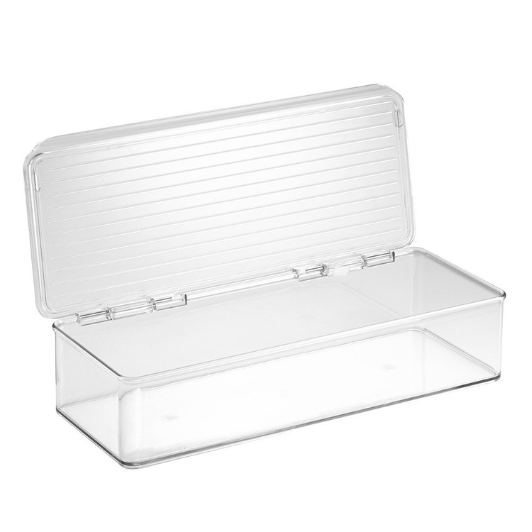 Stackable storage box with lid, ID KITCHEN BINZ, 34 x 15 x H 7,7 cm , Clear