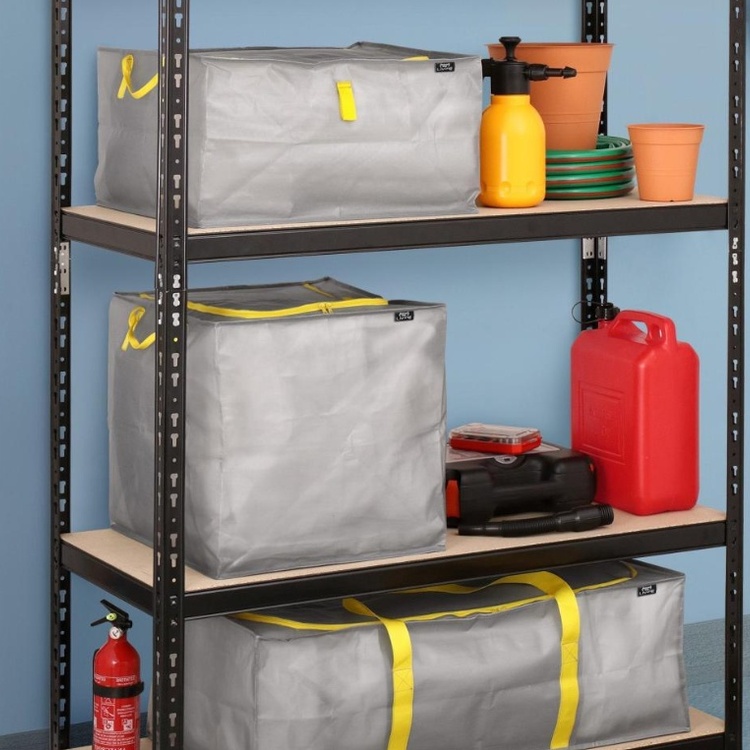 Multipurpose Cover, 90 L TAURUS SUPER TOUGH LARGE, 45 x 45 x H 45 cm, Silver grey / Yellow