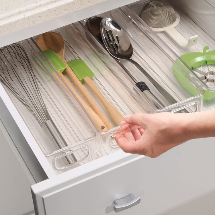Storage box, Stacable, Slim, Long, ID KITCHEN BIN, 10,2 x 40,6 x H7,6 cm, Transparent