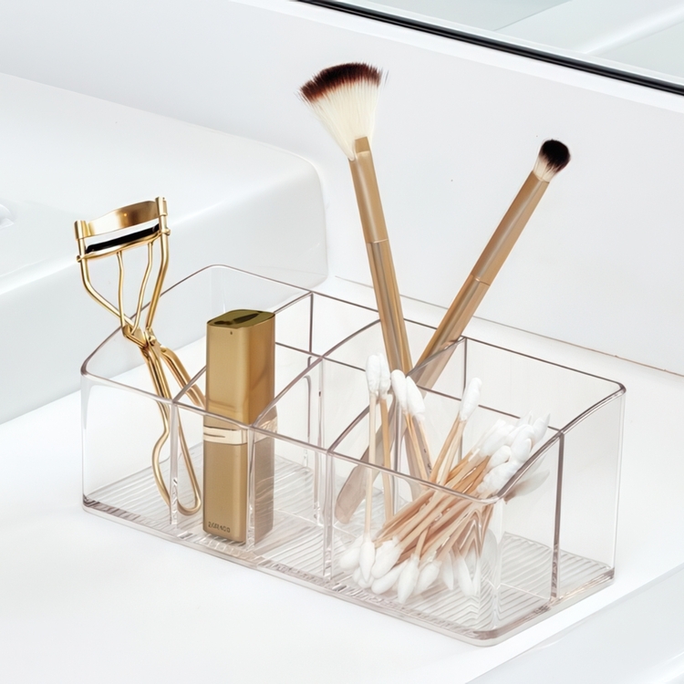 Storage Box with 7 compartments, IN CABINET ORGANIZER, 17,8 x 7,6 x H 7 cm. Transparent 
