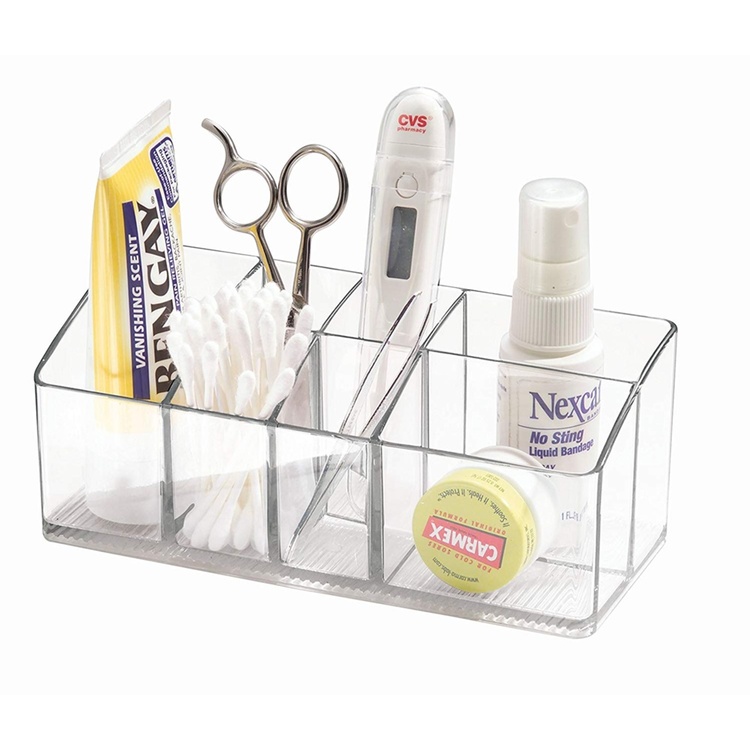 Storage Box with 7 compartments, IN CABINET ORGANIZER, 17,8 x 7,6 x H 7 cm. Transparent 