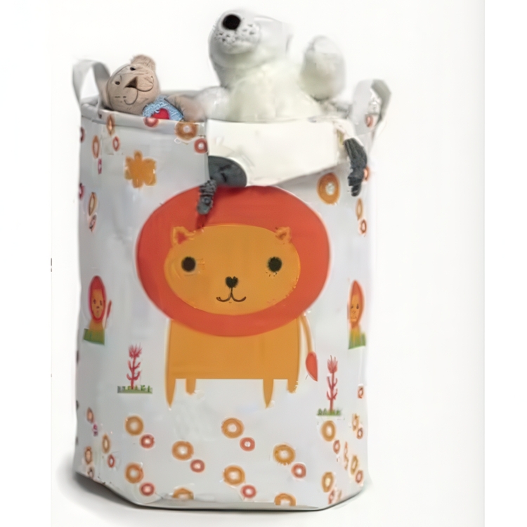 Storage Bag, LION TOY BASKET, Ø 35 x H 45 cm, White / Orange