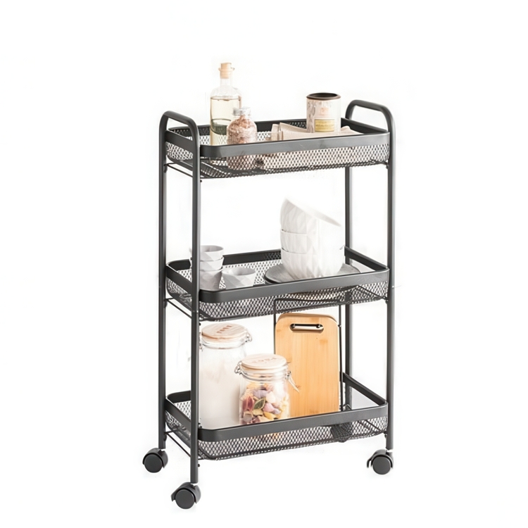 Storage trolley in metal, MAYAJ TROLLEY, 46,5 x 26,5 x H 79 cm, Black
