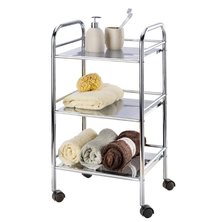 Storage trolley on wheels, EXCLUSIV HOUSHOLD WAGON, 41 x 32 x H 75 cm, Chrome