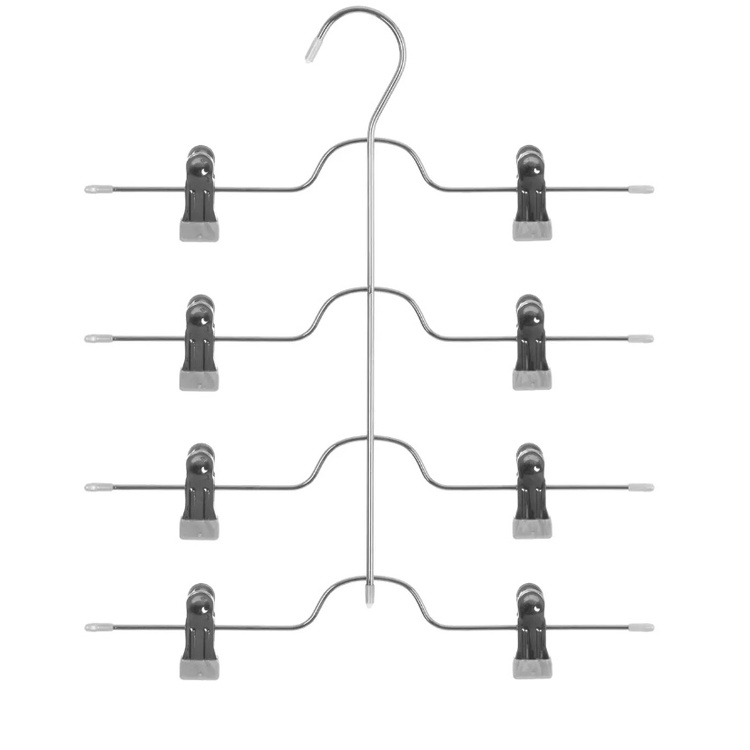 Hanger for4 skirts, Metal, SPACE SAVING CLIP HANGER, 33,5 cm, Silver / grey