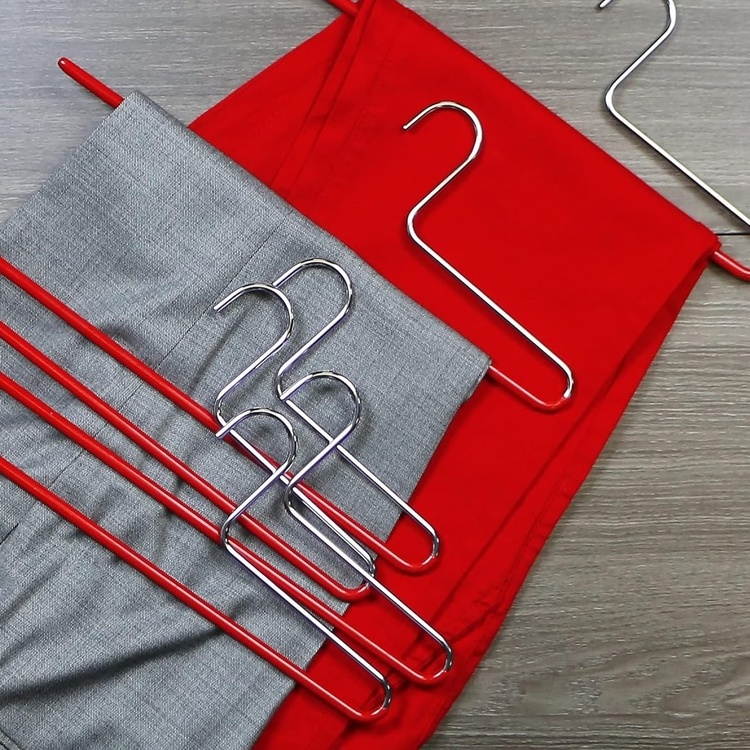 Hanger for Trousers, Anti-Slip, MAWA HOSENBÜGEL, 35 cm, Red / Silver