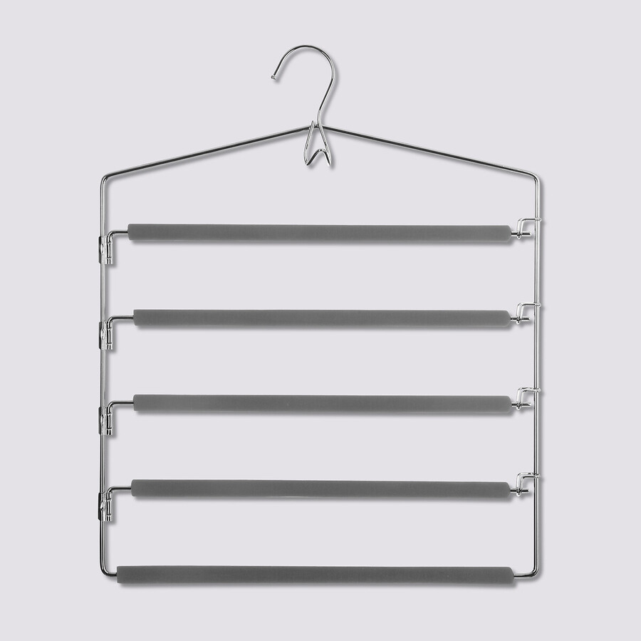 Hanger for pants, 5 Tier, SOFT CINTRES PANTALON, 37,5 x H 45 cm , Silver / Grey