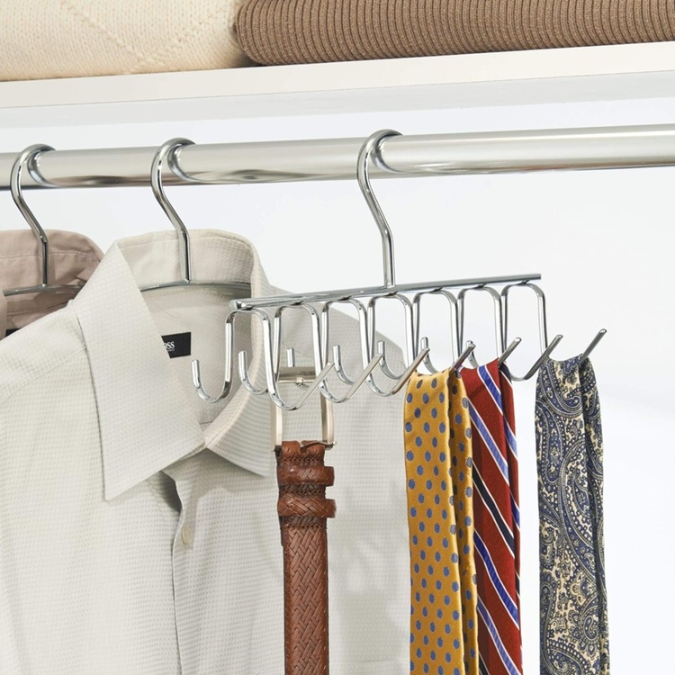 Hanger in metal for ties and belts, AXIS, Silver