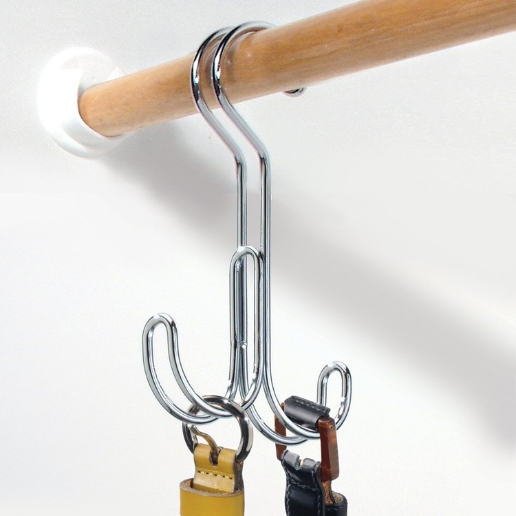 Wardrobe bar S hook, 2 hooks, DOUBLE S-HOOK, Silver