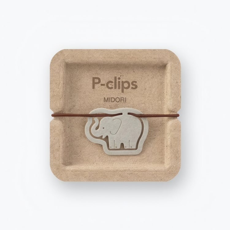 Paper Clips in cardboard, Set of 16, P-CLIPS - PAPER ELEPHANTS, Midori, Assorted