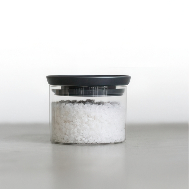 Glass Canister, 0,3L, STACKABLE SMALL JAR, Ø 10,4 x H 8,5 cm, Brabantia, Clear / Dark Grey