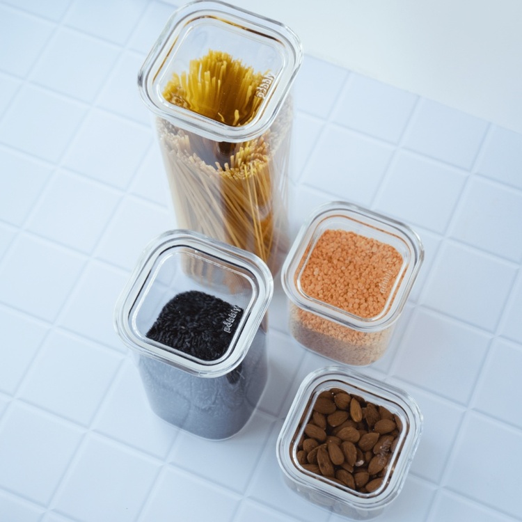 Glass Canister, 0,5 L, PEBBLY SQUARE CLEAR MINI, Clear