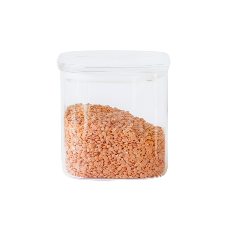 Glass Canister, 0,8 L, PEBBLY SQUARE SMALL, Clear