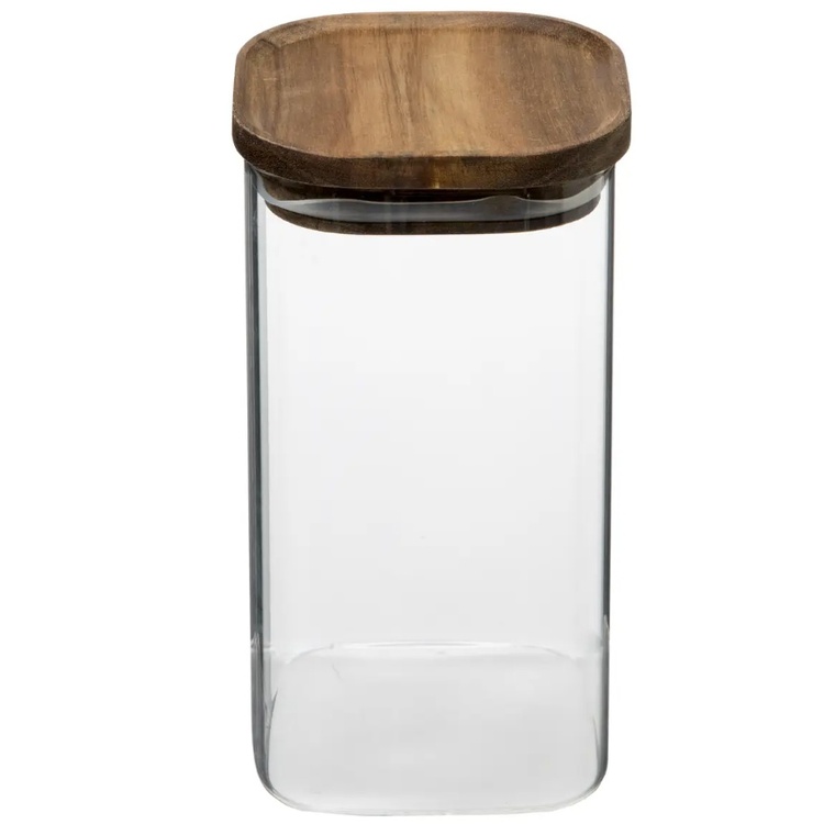 Glass Canister, 1,3 L, HERMET ACACIA MEDIUM, Clear / Brown