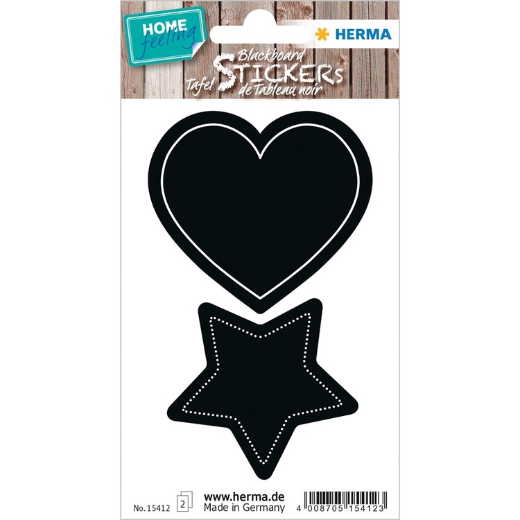  Blackboard Labels, HERMA LARGE HEART / STAR, 4 pcs, Black