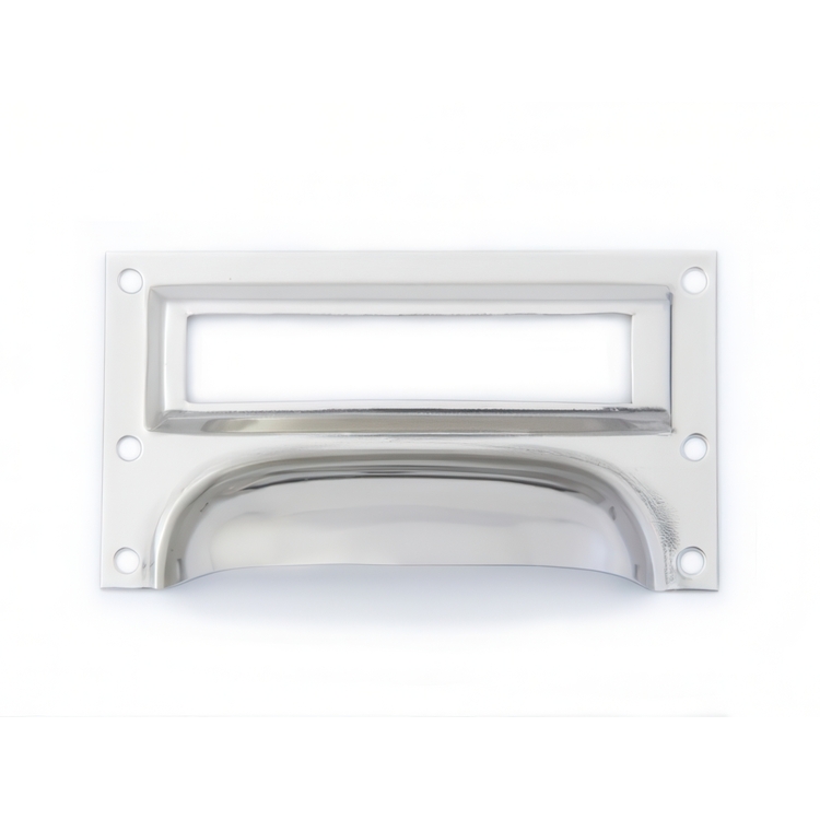 Handle with label frame, Large, MUSCHELGRIFF, XL 9 x H5 ,7 , Silver