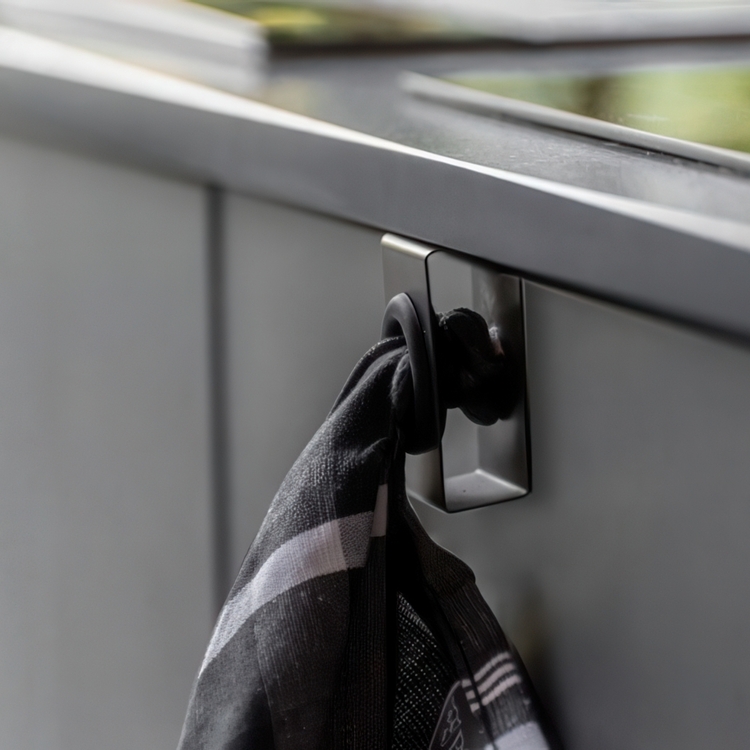 Towel holder over door, Metal, OUT DOOR, Black 
