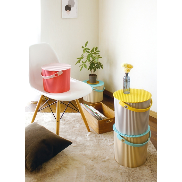 Bucket / basket with lid, SMALL OMNIOUTIL, 8L, Grey / yellow