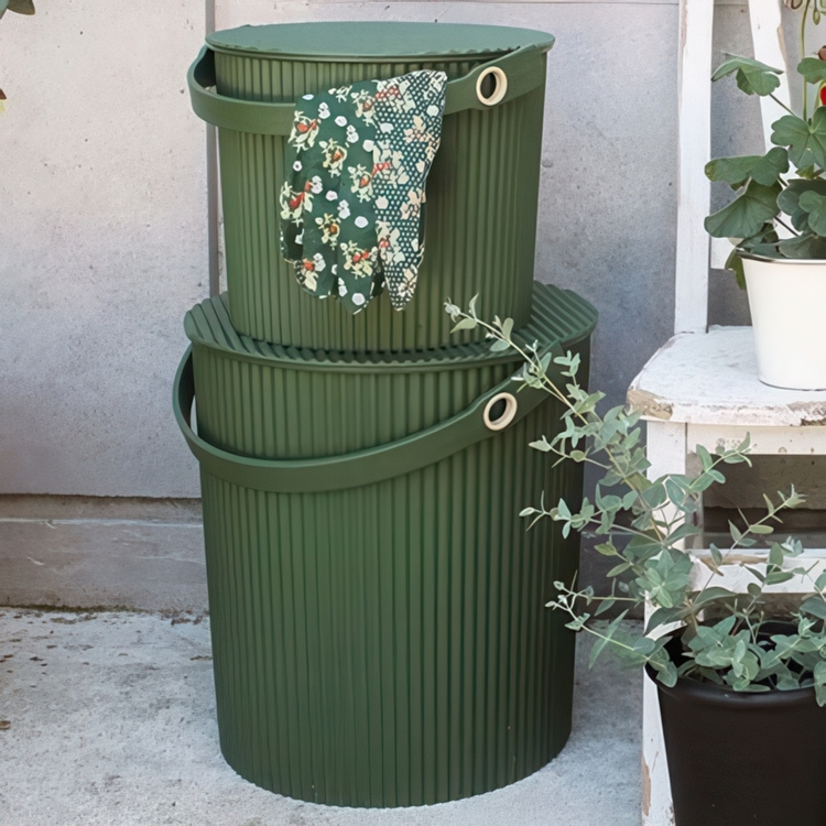 Bucket / basket with lid, MEDIUM OMNIOUTIL, 10 L, Dark Green