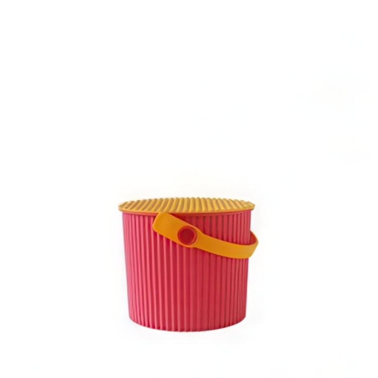 Bucket / basket with lid, MINI OMNIOUTIL, 4 L, Pink / Orange
