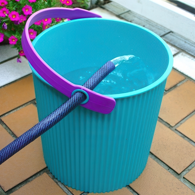 Bucket / basket with lid, SMALL OMNIOUTIL, 8L, Turquoise / Purple