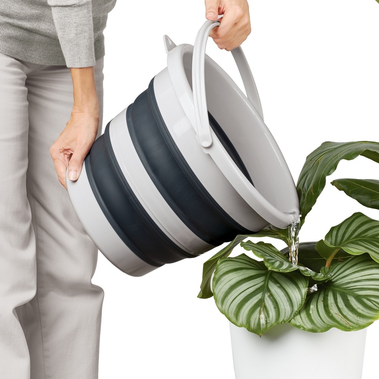 Collapsible bucket,12 L, PLEGABLE, Ø35x26 cm, Light grey / dark grey