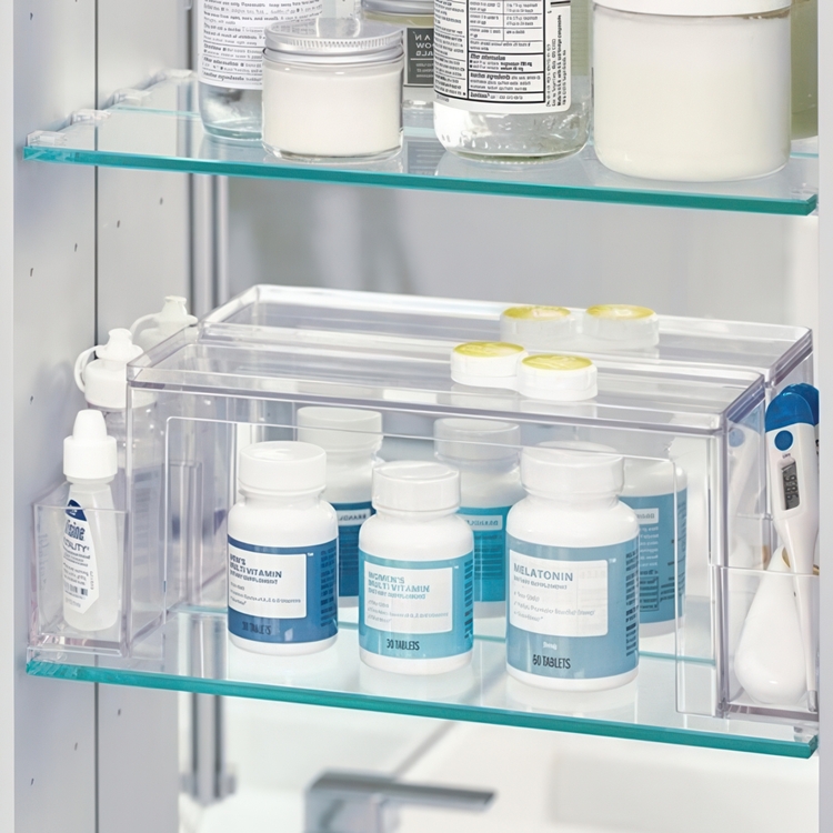 Two-Tier Organizer, THE HOME EDIT MEDICINE SHELF, 31,8 x 8,3 x H 11,4 cm, Clear