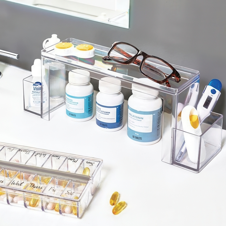 Two-Tier Organizer, THE HOME EDIT MEDICINE SHELF, 31,8 x 8,3 x H 11,4 cm, Clear