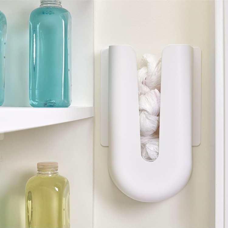 Grocery Bag Holder, Self-adhesive, ID RPET BAGDISPENSER, 21,3 x 10,2 x H 31,7 cm, White