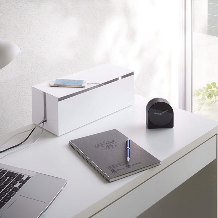 Cable organizer, WEB CABLE BOX,40 x 15,5 x H 14,5 cm, Yamazaki, White