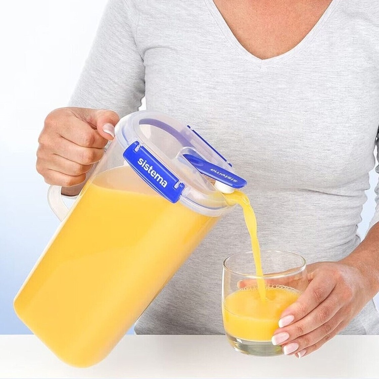 Jug with lid, 2 L, KLIP IT PLUS JUICE, Clear / Blue