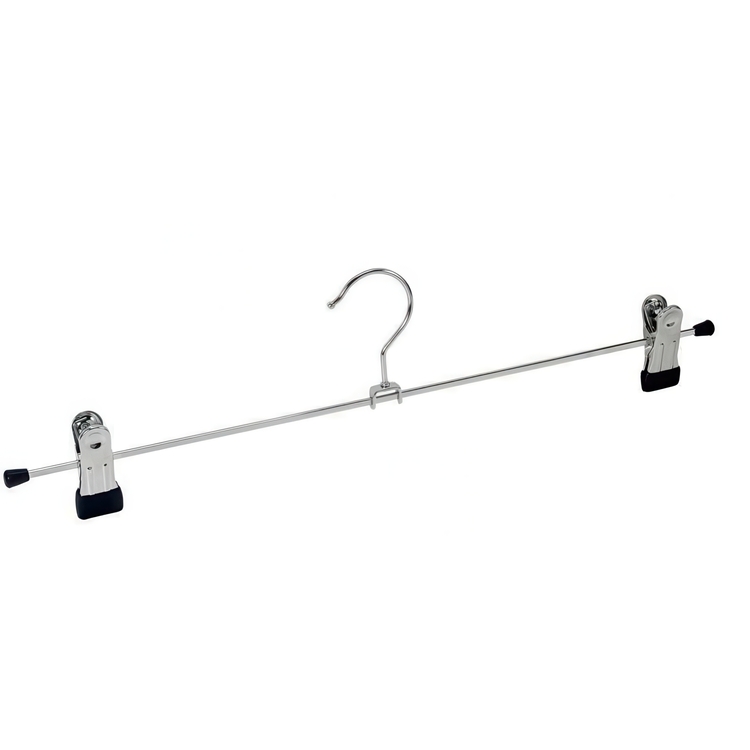 Classic Hangers for skirts or trousers, Set of 2, BLUE LARGE CLAMP HANGERS, 40 cm, Silver / Blue