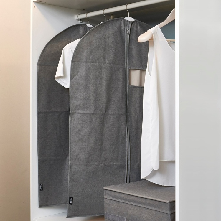 Dress cover / Garment bag, Short, STONE GREY, 60 x H100 cm, Grey