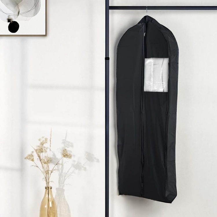 Dress cover, Long & Wide, DEEP BLACK, 60 x 12 x H 135 cm, Black
