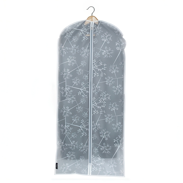 Dress cover / Garment bag, Long, WHITE LEAF, 60 x H135 cm, White