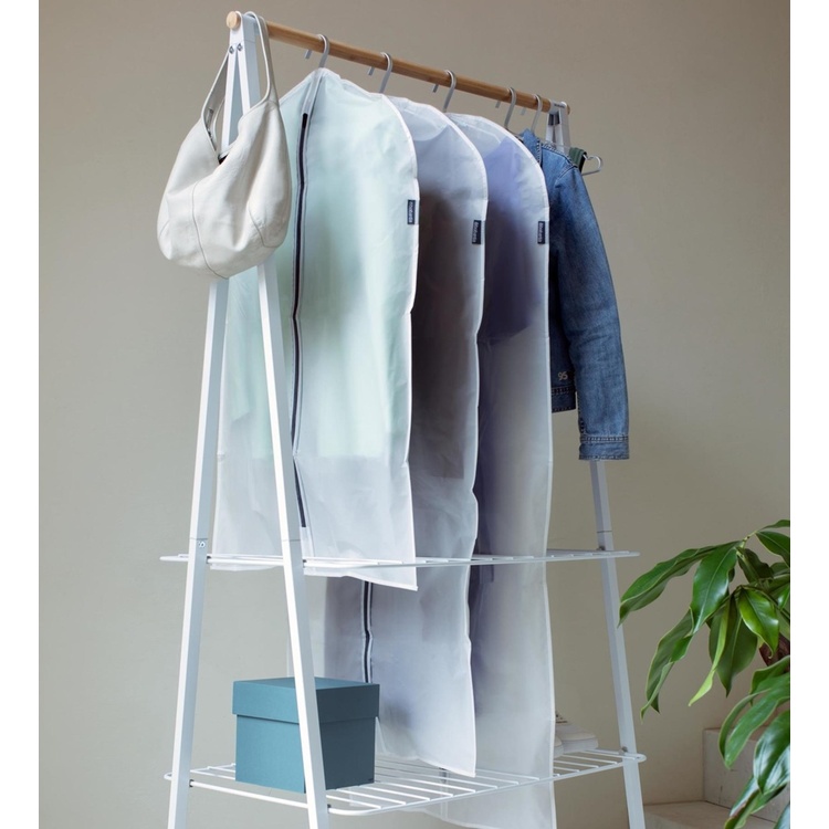 Clothes Cover, Long, Set of 2, BRABANTIA - LARGE - 60 x 135 cm, Transparent / Black