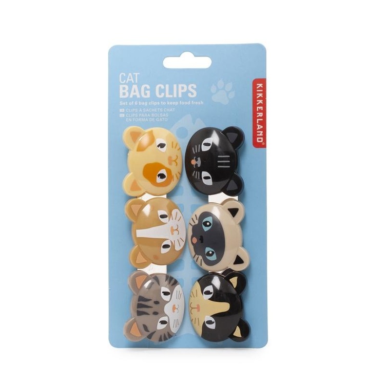 Clamps, Set of 6, CAT BAG CLIPS, Kikkerland, Mix