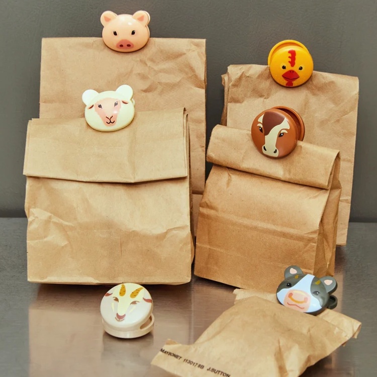 Bag clips 6-pack, farm animals, binoculars