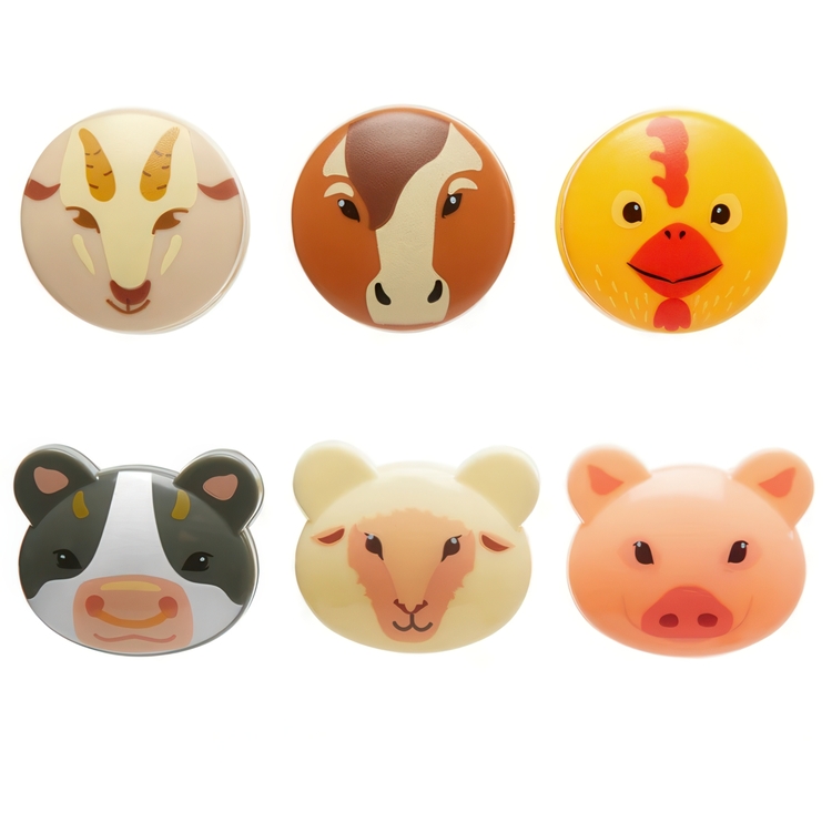 Bag clips 6-pack, farm animals, binoculars