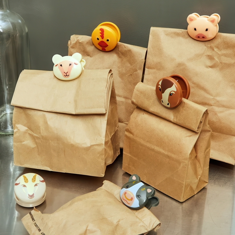 Bag clips 6-pack, farm animals, binoculars