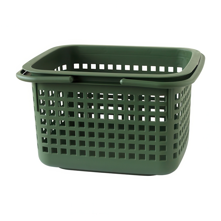 Basket with Lid from Japan, 23 L, CESTINO MEDIUM, 42 × 35 × H 25 cm, Green