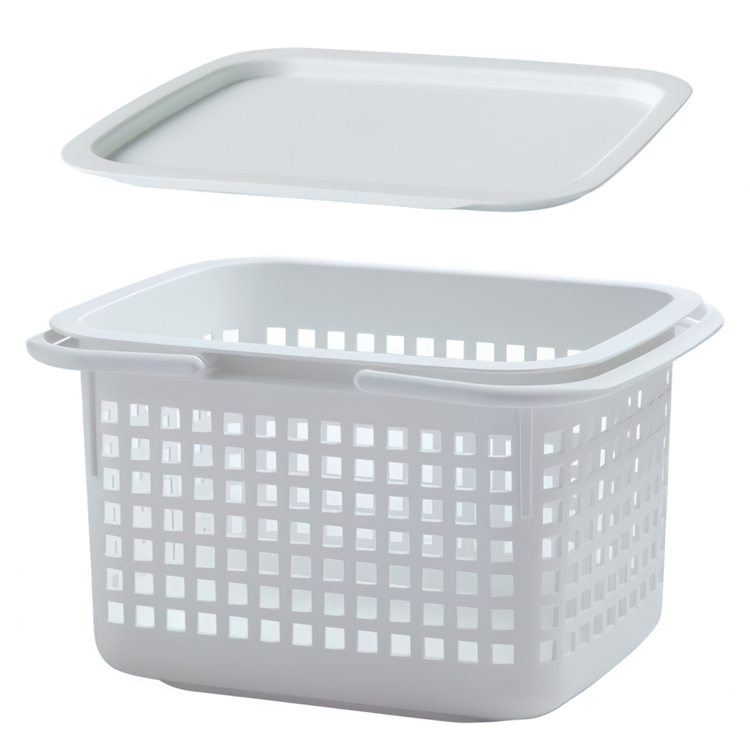 Storage basket with lid 23L, Hachiman, white