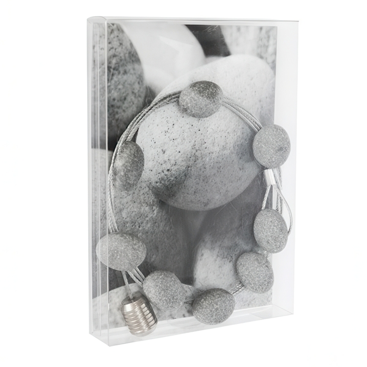 Magnetic card holder with 8 magnets, STONE, 150 cm, Silver / Grey