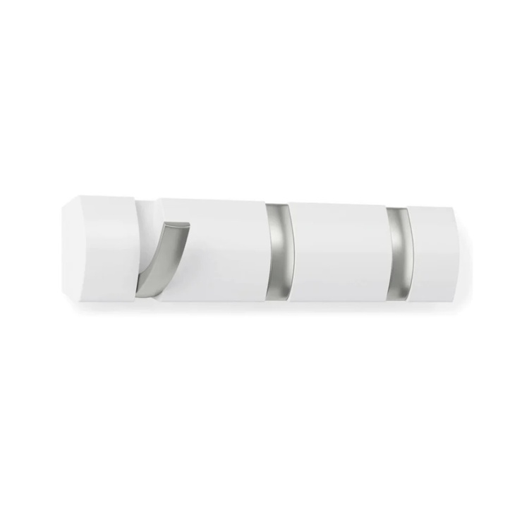 Hook Rack, UMBRA FLIP 3 HOOK, White / Nickel