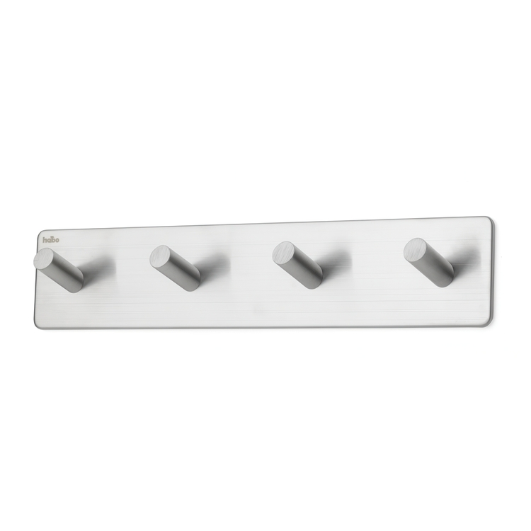 Hook strip, 4 hooks, Self-adhesive, Angular, HABO EDGE, 26 x H 5 cm