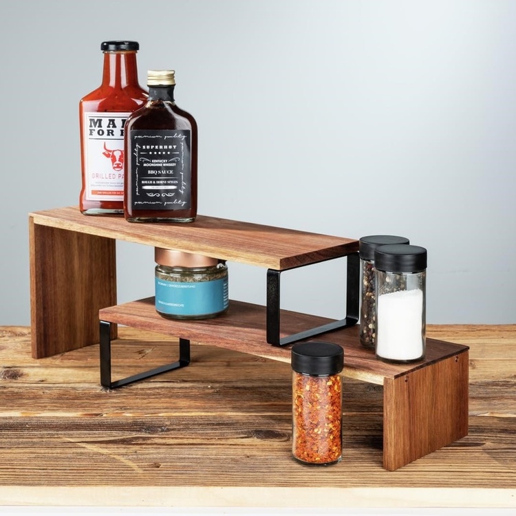 Shelf, 2 parts, ACACIA VALI SHELF, Brown / Black