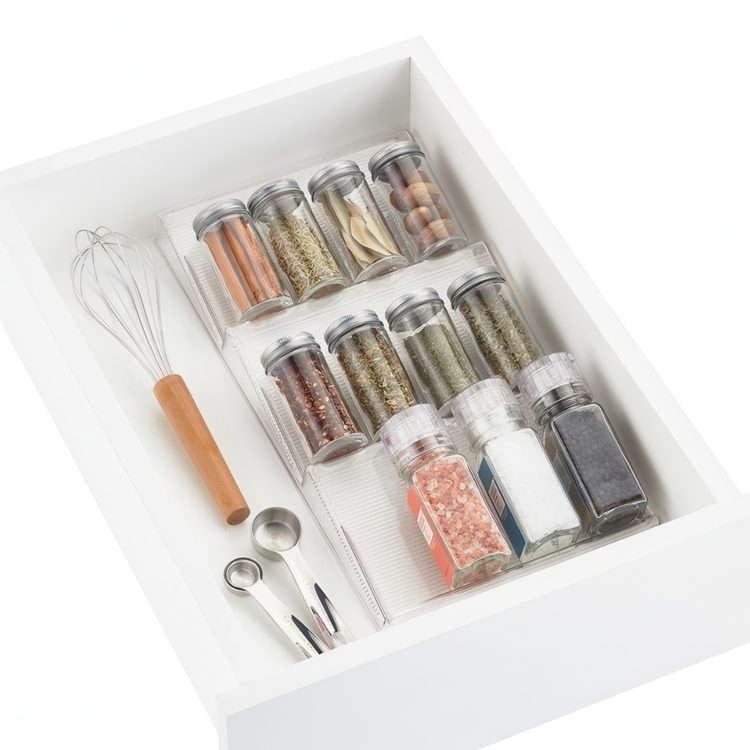 Drawer Insert, IN-DRAWER SPICE RACK, 21,6 x 42 x H 4 cm, Transparent